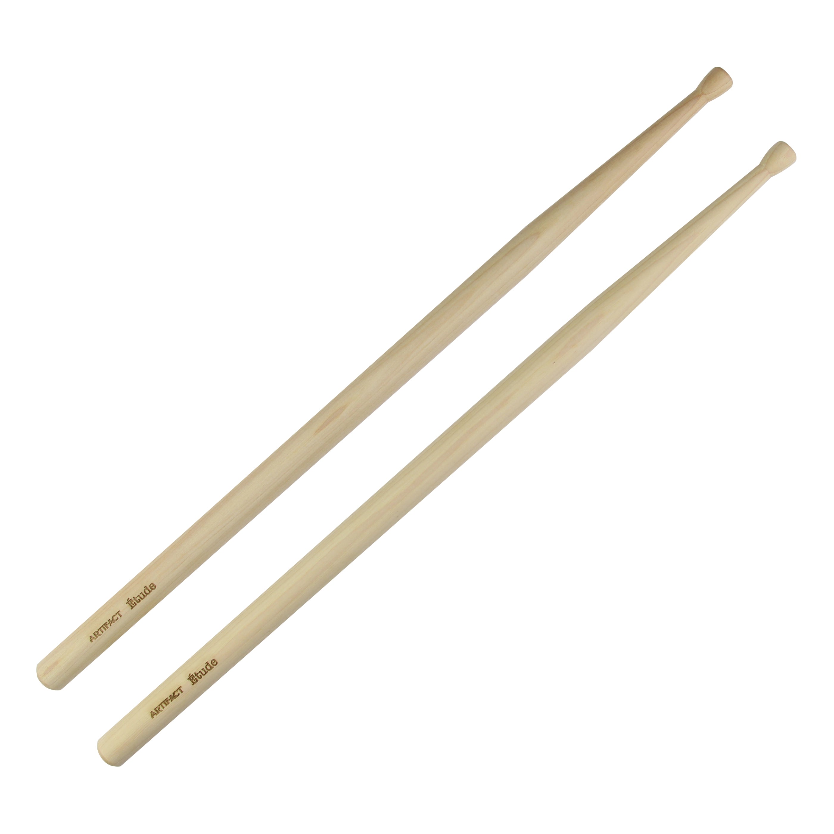 Two wooden drumsticks on a white background