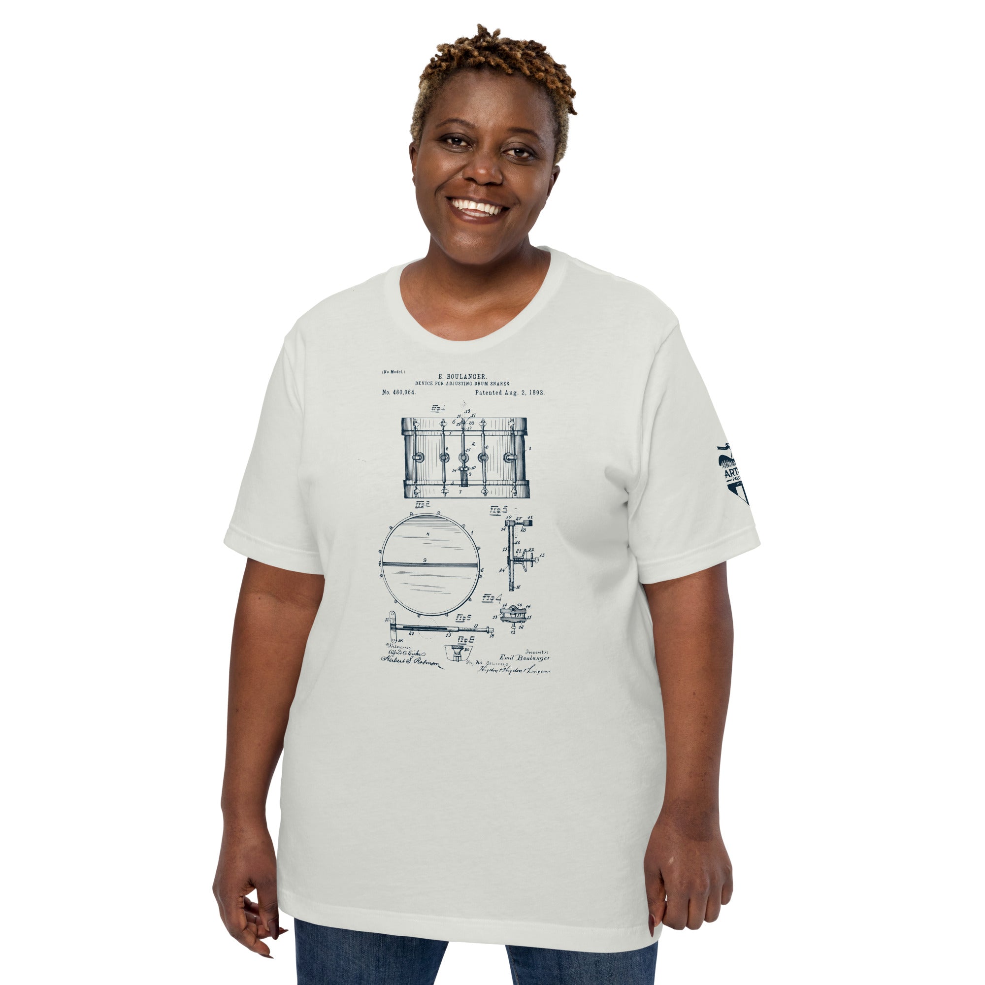 Merch - Boulanger Snare Drum Patent Tee | Short - Sleeve Unisex - Artifact Percussion