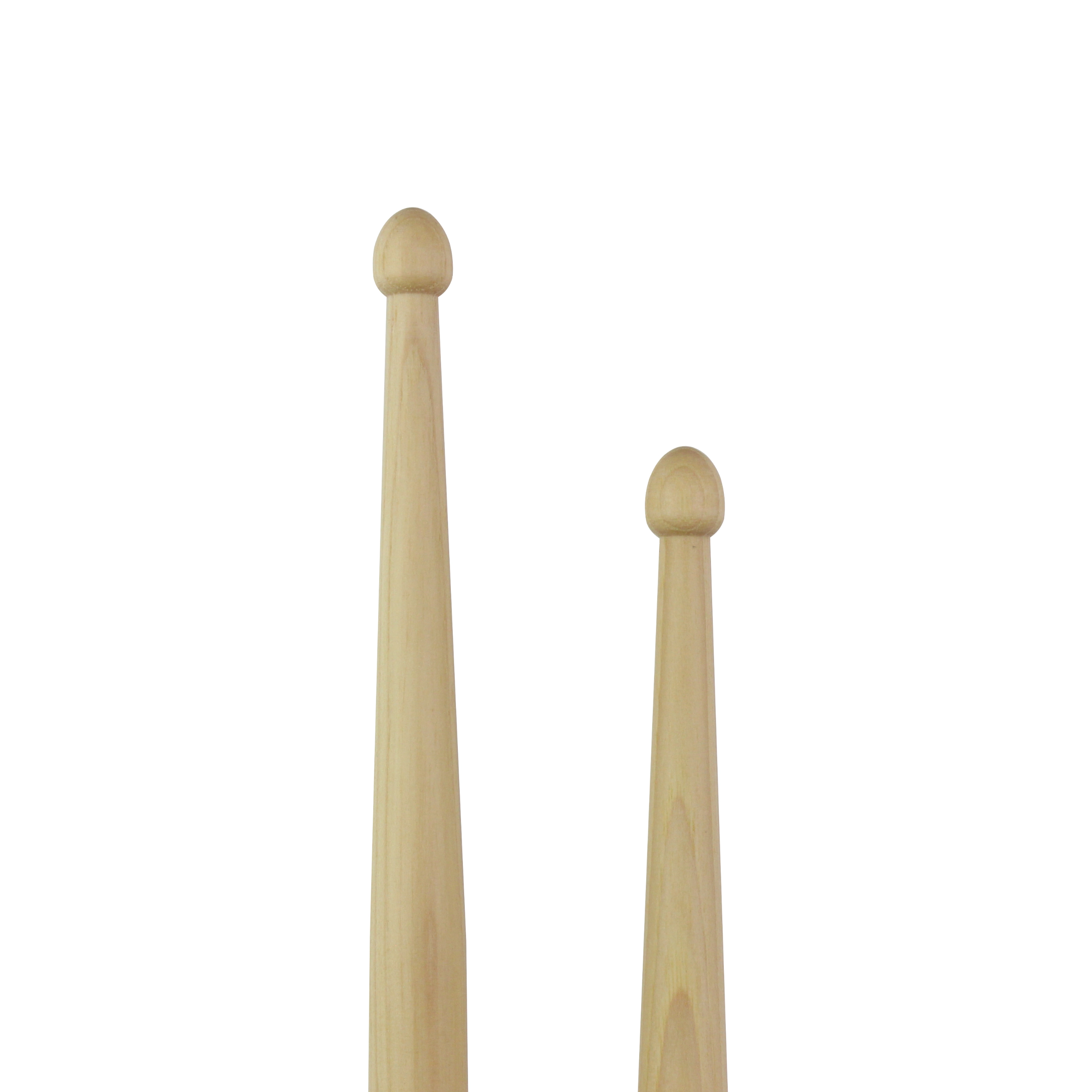 Two wooden drumsticks on a white background
