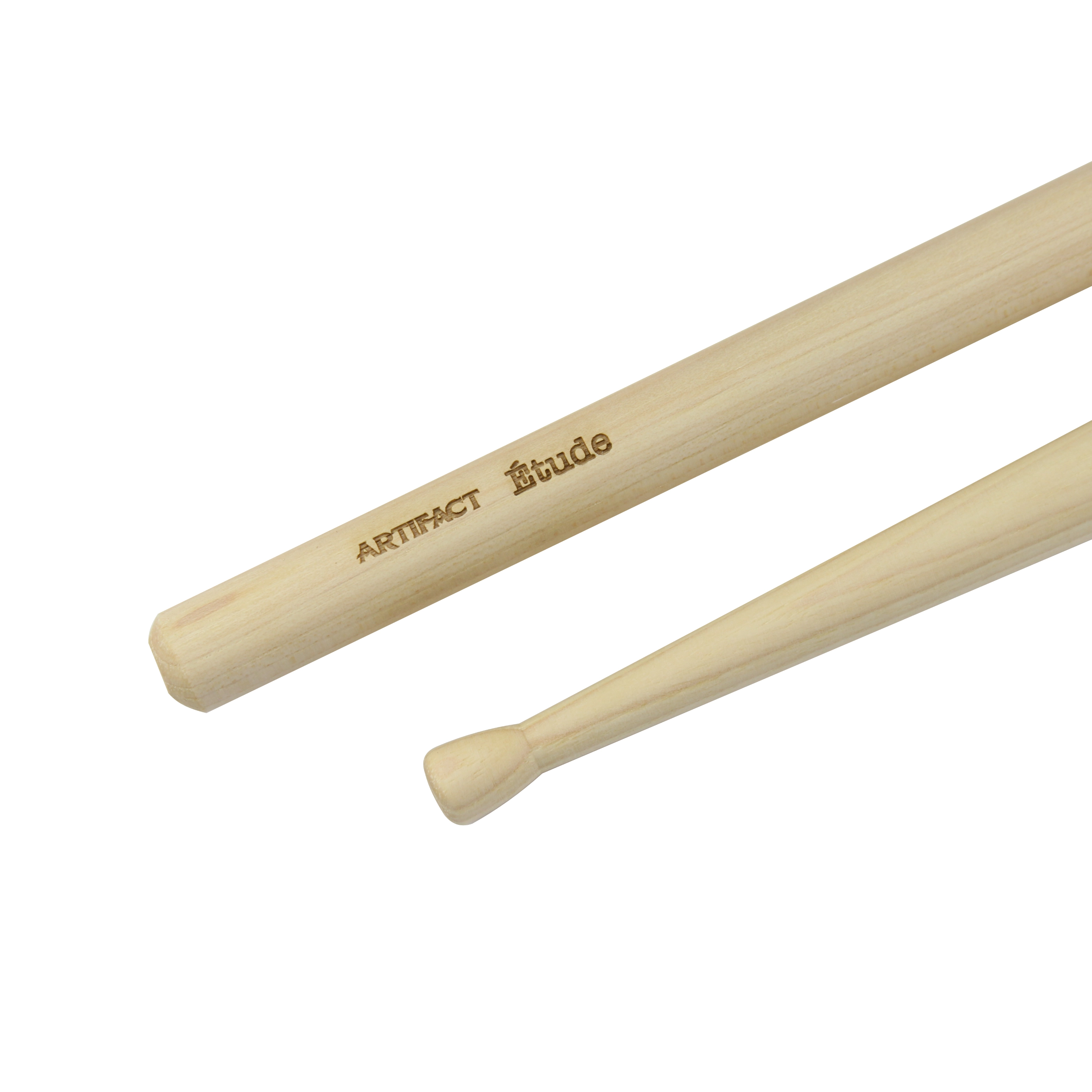 Pair of wooden drum sticks on white background