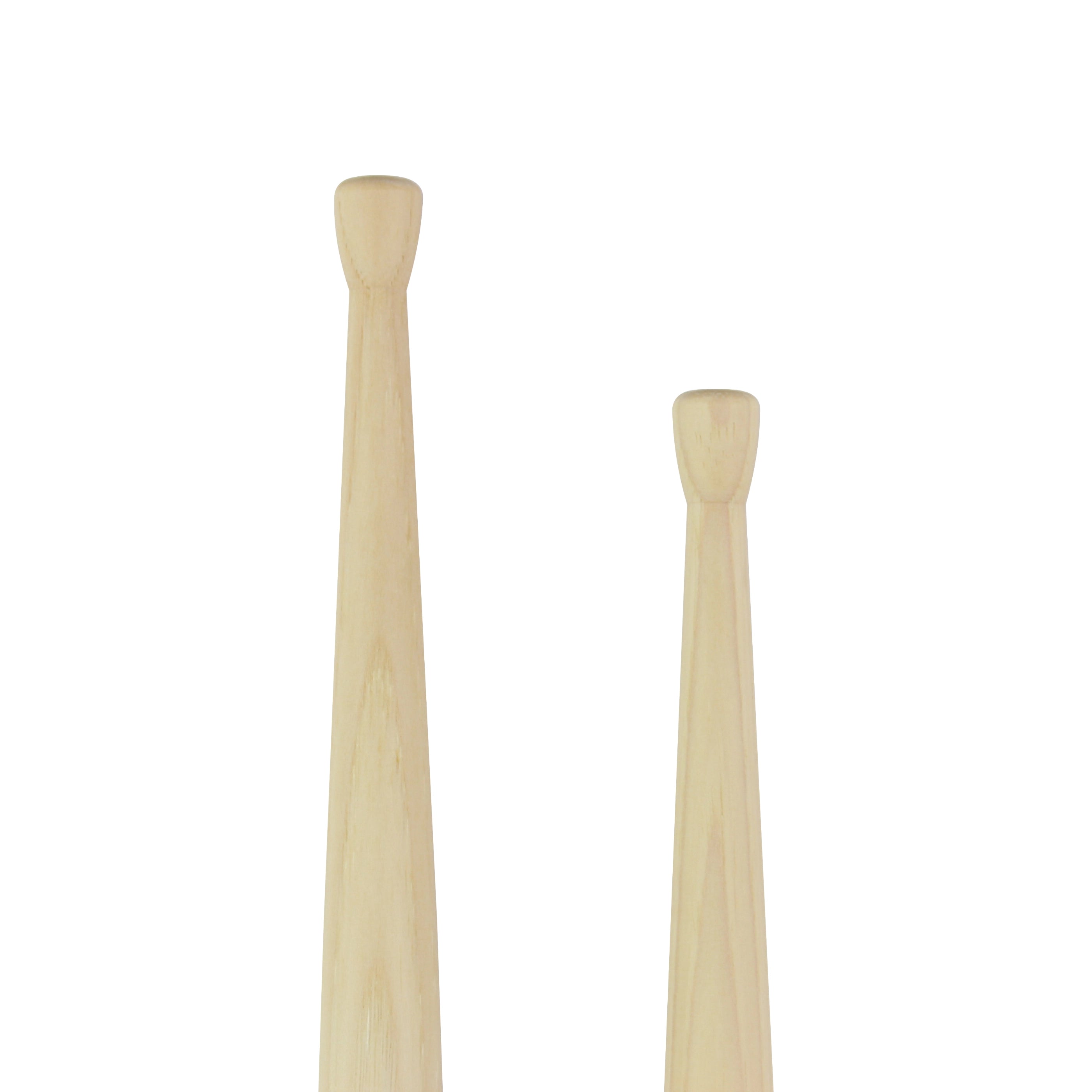 Two wooden drumsticks on a white background
