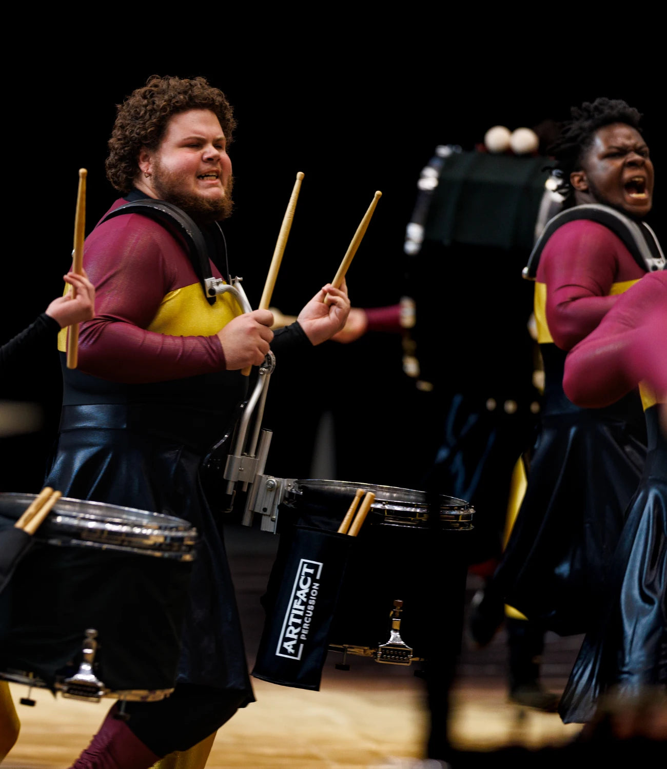 Drummer performing on the floor